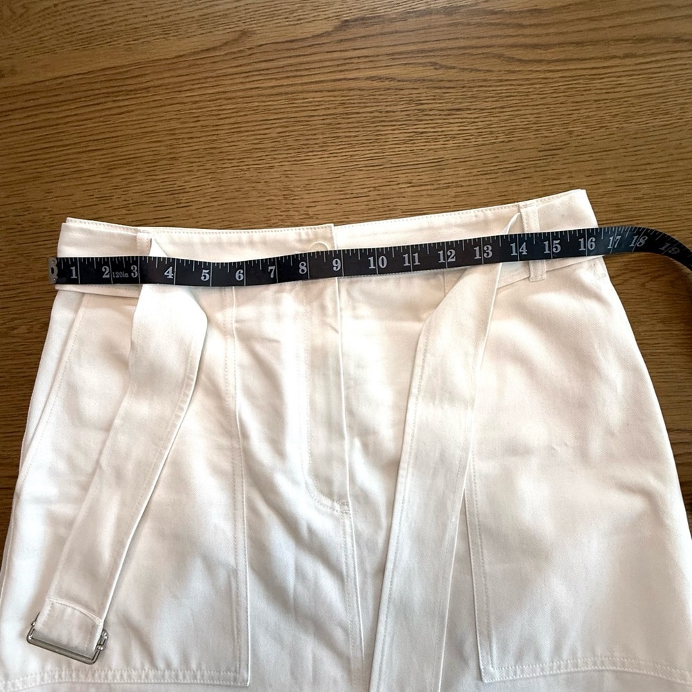 Lacoste White Belted A-Line Skirt Size 40 Chic Preppy Classic 100% Cotton - Picture 2 of 13